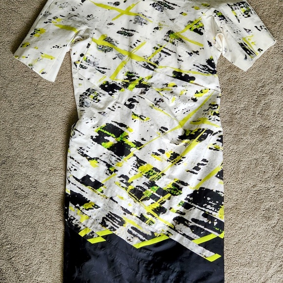 J Mendel dress, size 12, white with black and neon green print - Picture 1 of 5